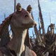 Ilustración para el artículo titulado El actor detrás de Jar Jar Binks odiaba tanto al personaje que le suplicó a George Lucas que lo matara